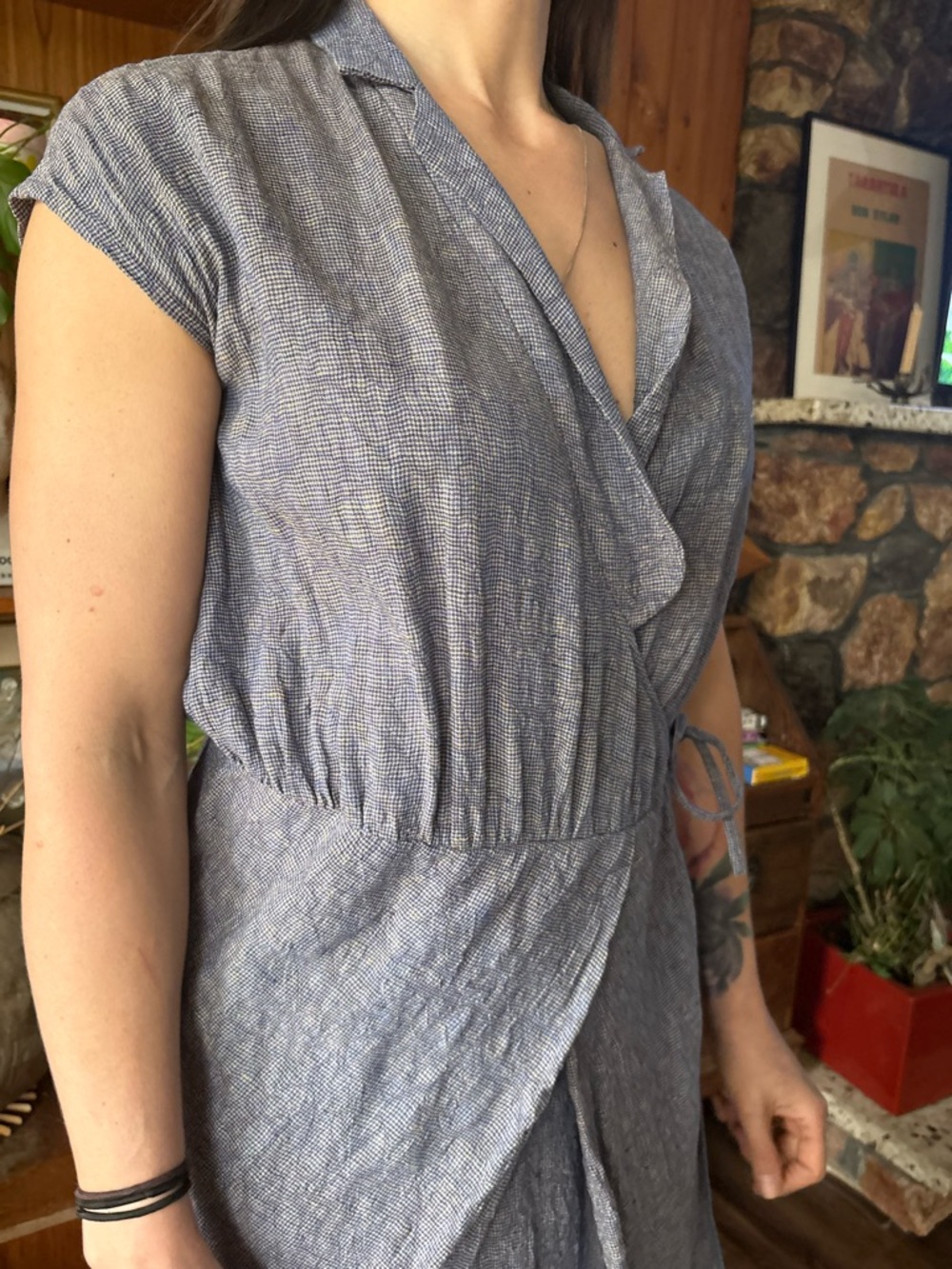 Mina Perhonen Japanese Minimalist Linen Wrap Dress 38 (6)
